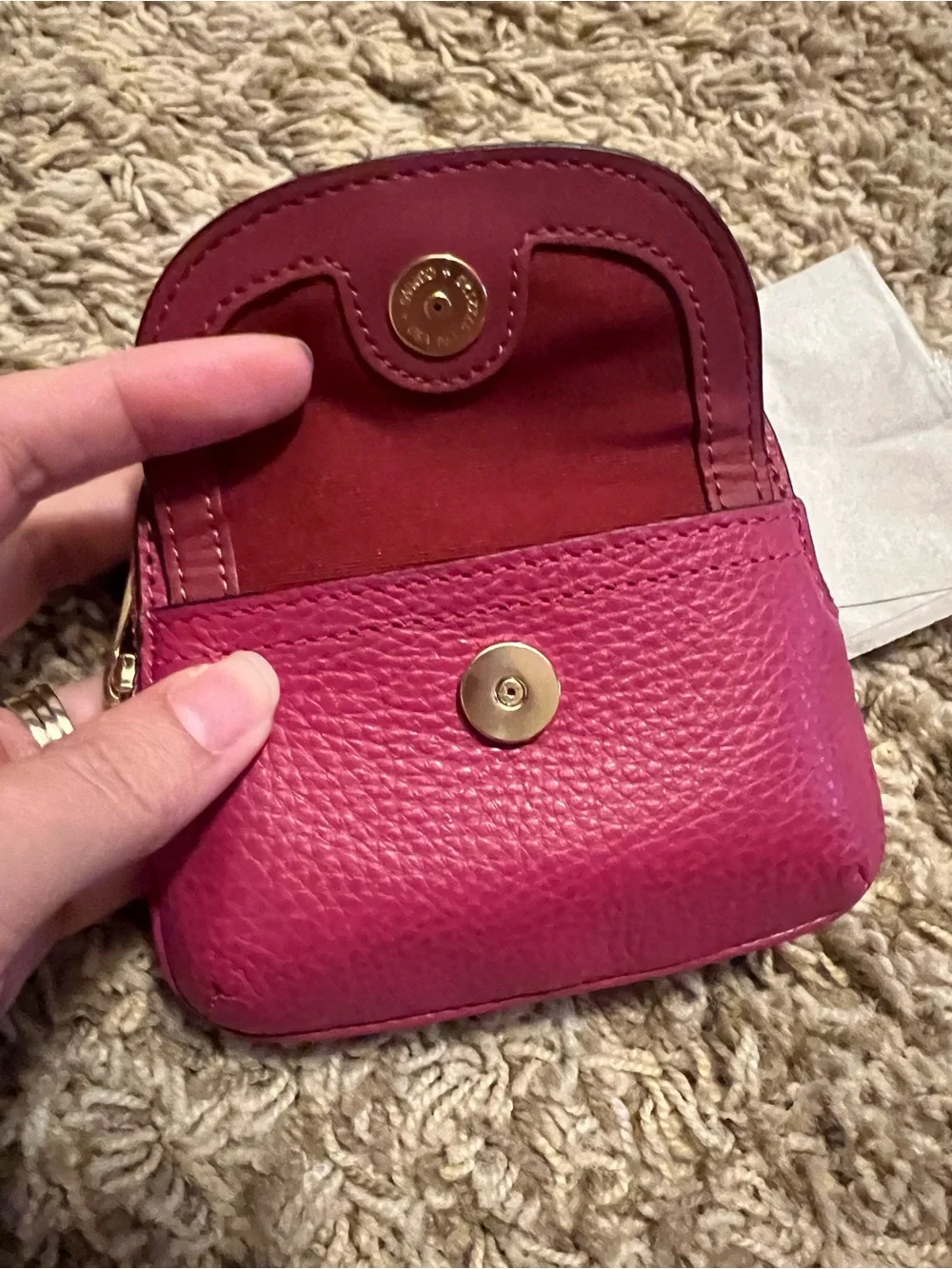 Coach Pebble Leather Pennie Card Case In Bright Violet NWTS!